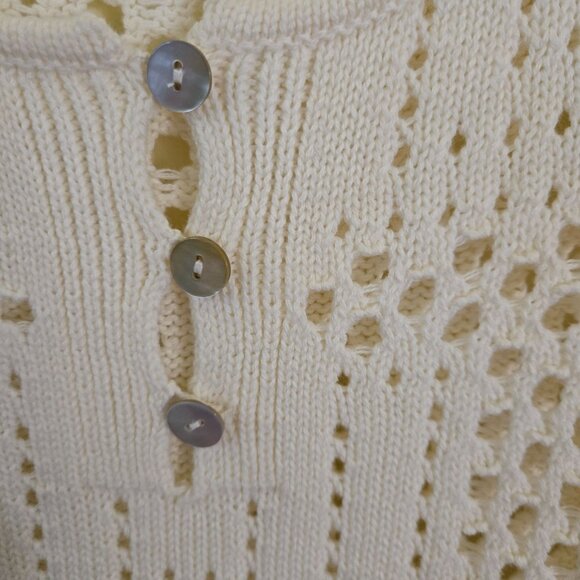 Lucky Brand NWT Open Stitch Peplum Long Sleeve Sweater Cream Size XL - Picture 6 of 11